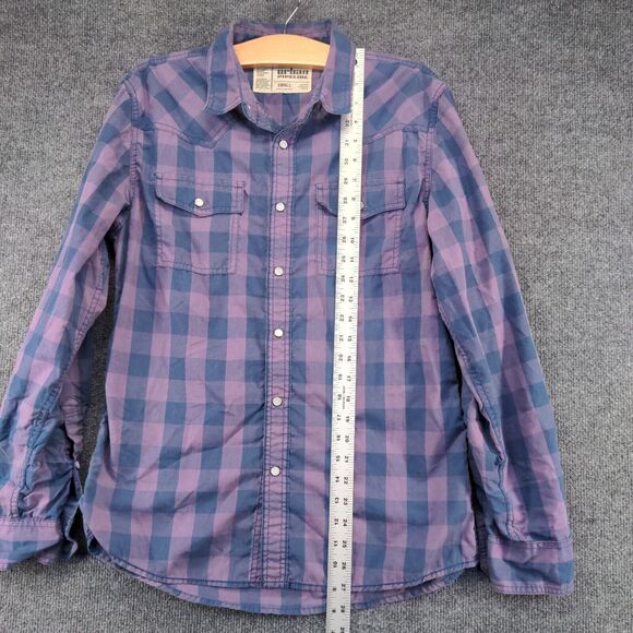 Urban Pipeline Mens Pearl Snap Shirt Multi Small Check Print Long Sleeve - Picture 9 of 11